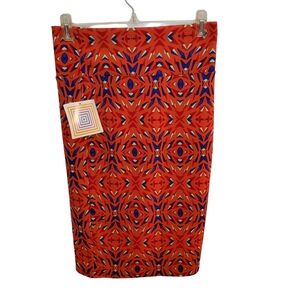 Orange Lularoe Two Tone Cassie Midi Skirt size XS Mod Womens New With Tags